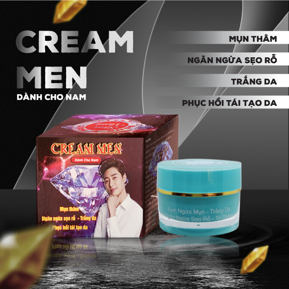 Cream Men Trị Mụn Thâm - Ngăn Ngừa Sẹo Rỗ - Trắng Da - Phục Hồi Tái Tạo Da